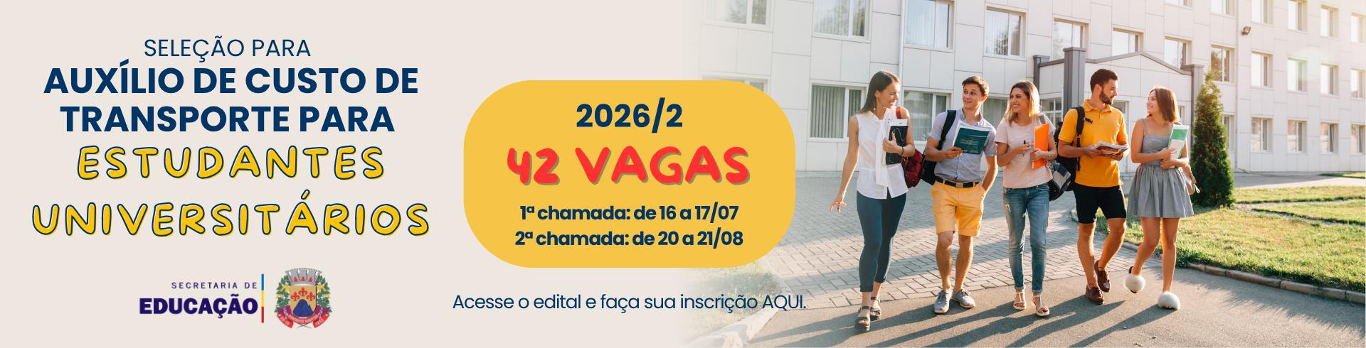 Transporte universitário 2026 2ª chamada